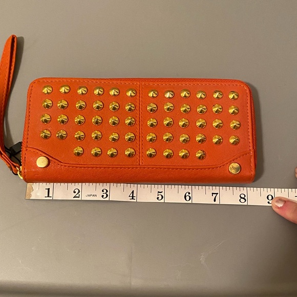 NWT Urban Expressions Orange Studded Zip Wallet Vegan - Picture 5 of 7